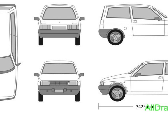 Lancia Y-10 (1996) (Лянча Ю-10 (1996)) - чертежи (рисунки) автомобиля